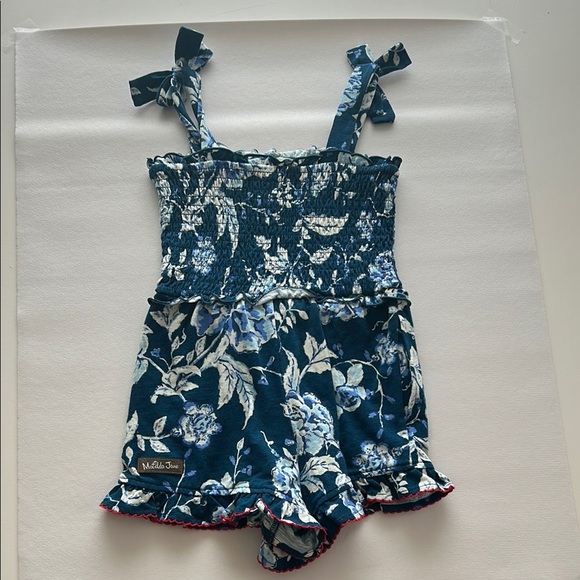 Matilda Jane Camille Floral Blue Kids Romper Size 4 - Picture 5 of 5